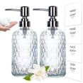 thumbnail image 1 of Bxaolu 15 Oz Rhombus Pattern Glass Soap Dispenser, Kitchen and Bathroom Refillable Soap Dispenser with Rust Resistant Pump for Hand Soap, Lotion Glass Liquid Dispenser (White, 2Pack), 1 of 7