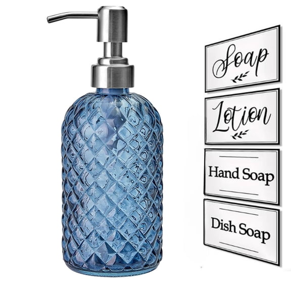 Bxaolu 15 oz Clear Glass Soap Dispenser with Plastic Pump, Glass Bottle for Lotion Body Oil, 450ml Hand and Dish Soap Dispensers for Bathroom Kitchen - 1 Pack