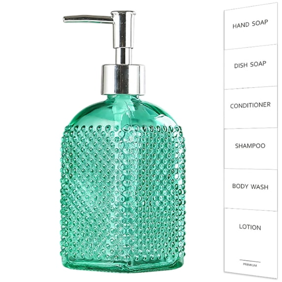 Bxaolu 17Oz Clear Glass Soap Dispenser with Rust Proof Pump, Refillable Hand soap Dispenser for Kitchen, Premium Bathroom Soap Dispenser for Dish Soap, Hand Soap, Lotion(Green, 1Pack)