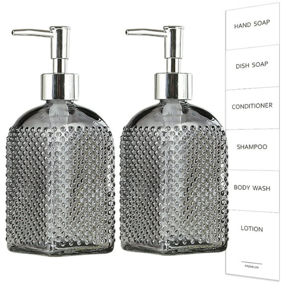 Bxaolu 17Oz Clear Glass Soap Dispenser with Rust Proof Pump, Refillable Hand soap Dispenser for Kitchen, Premium Bathroom Soap Dispenser for Dish Soap, Hand Soap, Lotion(Gray 1Pack)