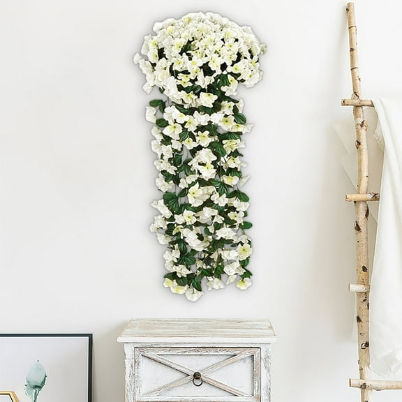 Bxaolu 1PC Artificial Hanging Flowers, Fake Hanging Plants Violet Vines UV Resistant for Wall Home Room Garden Wedding Indoor Outdoor Spring Summer Decoration(33.5"L)