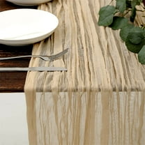 Bxaolu 1PC Cheesecloth Table Runner - 5.9ft Boho Gauze Cheese Cloth Table Runners for Bridal Decoration Wedding Party Summer Garden Farmhouse[Beige]
