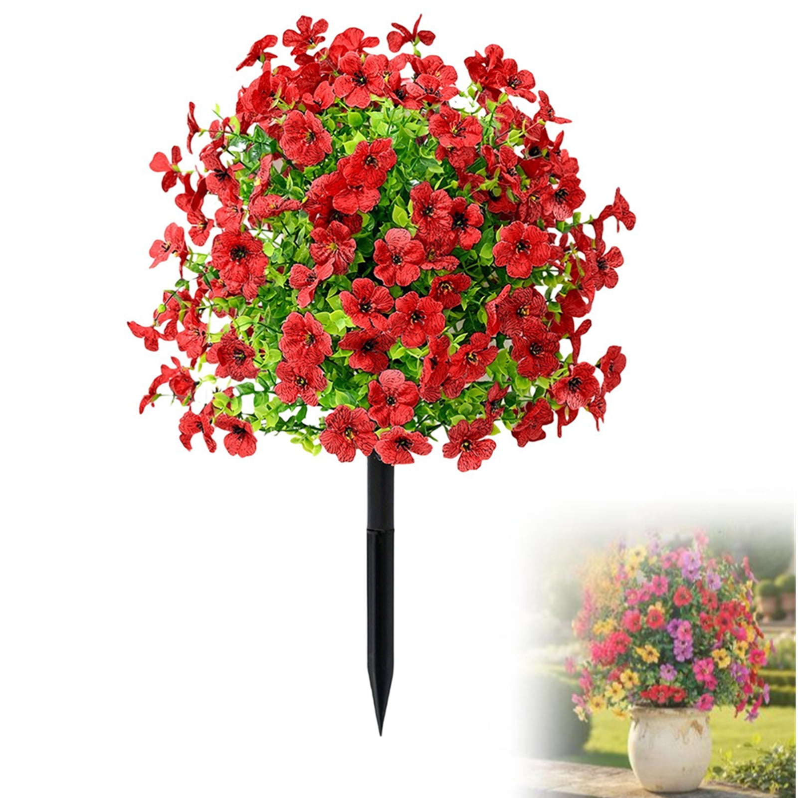 Bxaolu 1Pack Artificial Outdoor Flowers: 23" Artificial Flowers for Outdoors - Waterproof Faux Flower Garden Stakes - Summer Spring Decor for Yard Lawn Patio Walkway Porch Home, Red