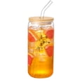 thumbnail image 1 of Bxaolu 1Pack Glass Cups with Bamboo Lids and Straws, 16OZ Ice Coffee Cup, Drinking Cup Set with Wooden Lids, Home Essential Glass Tumblers for Beer, Cocktail, Tea and Latte, Clear, 1 of 9