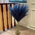 thumbnail image 1 of Bxaolu 1Pack Pampas Grass Decor 21.6" Fluffy Faux Short Pampas Grass Artificial Small Pompas Grass Flower Vase Filler for Home Wedding Living Room Wall Party Decoration, Blue, 1 of 6