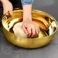 thumbnail image 1 of Bxaolu 1Pack Stainless Steel Mixing Bowl Metal Mixing Bowl Extra Large Basin Salad Basin Deeper Edge Dishwasher Safe Mirror Finish for Home and Kitchen, Gold, 1 of 8
