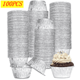 thumbnail image 1 of Bxaolu 2.8'' Round Muffin Cups Tin Foil Cupcake Pans Disposable Aluminum, Freezer & Oven Safe Pack of 100, 1 of 9