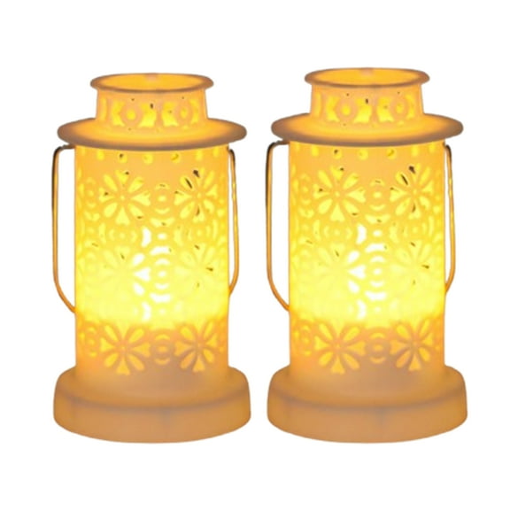 Bxaolu [2 Pack] 3.5" Solar Lantern Outdoor Garden Hanging Lantern Waterproof LED Flameless Candle Ambient&nbsp;Lights for Table,Outdoor, Gifts for Mom Wife(White)