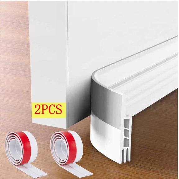 Bxaolu 2 Pack Under Door Draft Stopper, Adjustable Door Sweep Anti-Collision Strong Adhesive Weather Stripping Tape Soundproof Draught Stoppers 2" W x 39" L, White