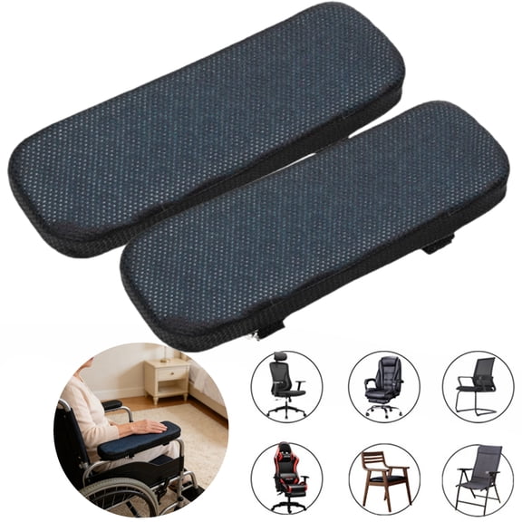 Bxaolu 2-Pack Non-Slip Armrest Pads for Office & Gaming Chairs - Ergonomic Forearm Support Pillow for Desk, Computer & Wheelchair, Pressure Relief Cushions (Black)