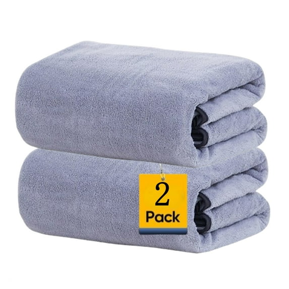 Bxaolu 2 Pack Premium Bath Towels Set, 27" x 55", Microfier Polyester, Lightweight and Highly Absorbent Quick Drying Towels, Perfect for Daily Use, Grey