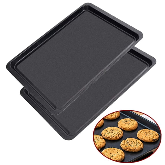 Bxaolu 2 Pack Rectangle Baking Pan, Non-Stick Steel Cake Pans for Oven, 9.5 x 7 Inch Cookie Sheet Tray for Lasagna Casserole Bread, Back-S