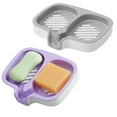 thumbnail image 1 of Bxaolu 2 Pack Soap Bar Holder, Self Draining Soap Dish, Quick Drainage, Double Layer Soap Dishes for Bathroom, Shower, Silicone Soap Tray for Kitchen, Dishwasher Safe (Purple), 1 of 6