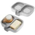 thumbnail image 1 of Bxaolu 2 Pack Soap Bar Holder, Self Draining Soap Dish, Quick Drainage, Double Layer Soap Dishes for Bathroom, Shower, Silicone Soap Tray for Kitchen, Dishwasher Safe (Gray), 1 of 9