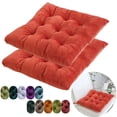 thumbnail image 1 of Bxaolu 2 Pack Soft Velvet Chair Pads with Ties - 16x16 Seat Cushions for Dining & Office Chairs - Non-Slip, Washable, Comfortable - Orange Velvet Chair Pads Set, 1 of 7