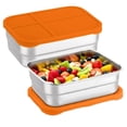 thumbnail image 1 of Bxaolu 2-Pack Stainless Steel Snack Containers for Ki-ds Adults - 720ml(24oz) Leakproof Reusable Food Containers with Lids | Stackable Metal Lunch Box for Home, Office, Travel, Orange, 1 of 9