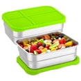 thumbnail image 1 of Bxaolu 2-Pack Stainless Steel Snack Containers for Ki-ds Adults - 720ml(24oz) Leakproof Reusable Food Containers with Lids | Stackable Metal Lunch Box for Home, Office, Travel, Green, 1 of 9