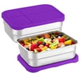 thumbnail image 1 of Bxaolu 2-Pack Stainless Steel Snack Containers for Ki-ds Adults - 720ml(24oz) Leakproof Reusable Food Containers with Lids | Stackable Metal Lunch Box for Home, Office, Travel, Purple, 1 of 9