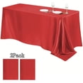 thumbnail image 1 of Bxaolu 2 Packs Satin Tablecloth 84 x 60 Inches Rectangular Table Overlay Cover Bright Silk Tablecloth Smooth Fabric Table Decor for Wedding Banquet Decoration (Red), 1 of 7