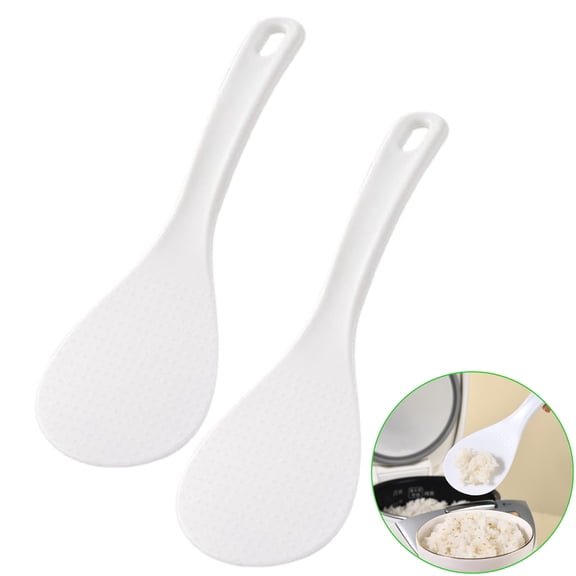 Bxaolu 2 Pcs Rice Paddle, 7.8 Inch, Plastic Non Stick Rice Spoon Scooper Potato Server Spatula for Kitchen Restaurant Cooking Utensils, White