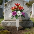 thumbnail image 1 of Bxaolu 2 Sets Artificial Cemetery Flowers for Grave with Vase, Realistic Grave Flowers for Cemetery, UV Resistant Memorial Day Flowers with Rose Flowers for Cemetery Grave Decor(), 1 of 7