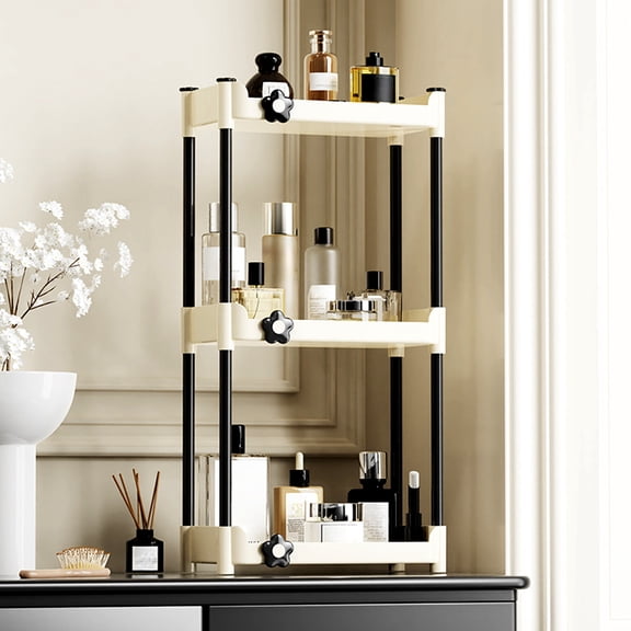 Bxaolu 2 Tier Coffee Bar Organizer, Plastic Kitchen Accessories Shelf for Countertop, Coffee Station Organizer Decor Stand Rack for Mugs Cups, Condiment Storage Holder for Kitchen, Home, Office