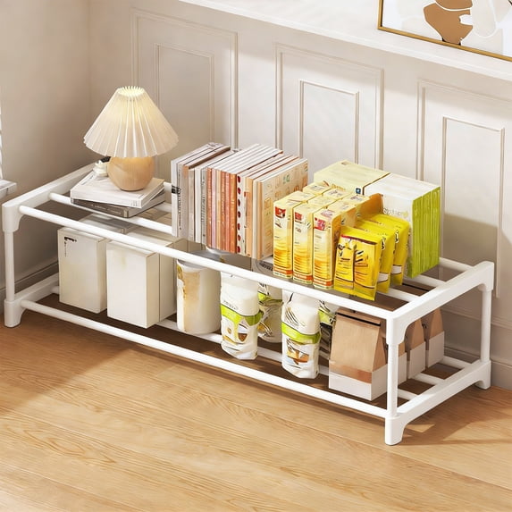 Bxaolu 2-Tier Shoe Rack for Closet, Compact Metal Shoe Organizer Shelf for Entryway, Bedroom, Small Spaces, Stackable, 17.72 x 11.02 x 8.27 Inches, White