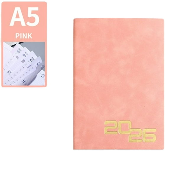 Bxaolu 2026 Daily Planner One Page Per Day (A5 Size - 5.75'' x 8.4'') - Academic Calendar (Full 2026), 2026 Day Appointment Book with Monthly Tabs, Hardcover - Pink