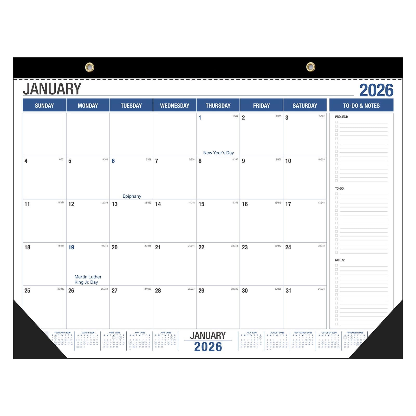 Bxaolu 2026 Desk Calendar - 18 Monthly Desk Calendar 2026, Jan.2026 - Jun.2027, 17" x 22", Desk/Wall Calendar 2-in-1, Thick Paper with Corner Protectors, Hanging Holes, Large Daily Blocks