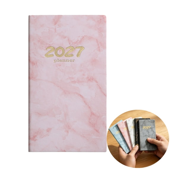 Bxaolu 2027 Pocket Daily Weekly Planner for Purse 3.85" x 7" - 12 Month (Jan2027 - Dec 2027) Academic Year Calendar, Pocket Size Planner, Notebook, 60 Sheet/120Page, Pink