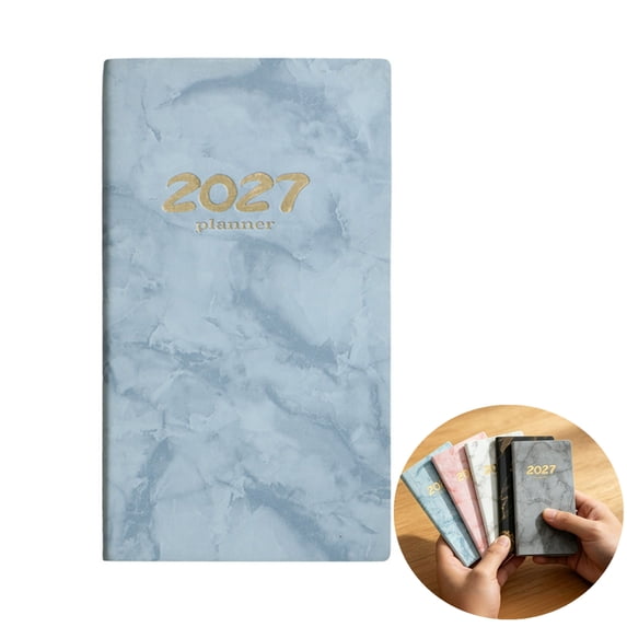 Bxaolu 2027 Pocket Daily Weekly Planner for Purse 3.85" x 7" - 12 Month (Jan2027 - Dec 2027) Academic Year Calendar, Pocket Size Planner, Notebook, 60 Sheet/120Page, Blue