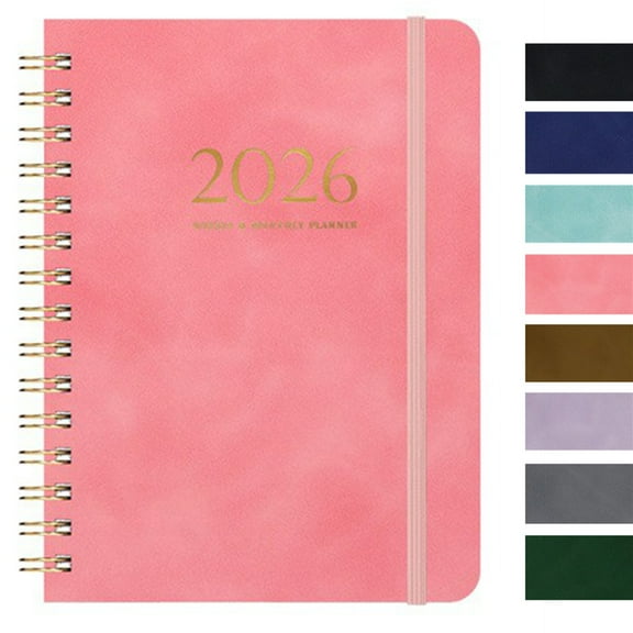 Bxaolu 2026 Weekly and Monthly Planner - From January 2026 - December 2026, 6" x 8.5" Daily Agenda Planner with Monthly Tabs, Note Pages, Pockets, Bookmark, Pink