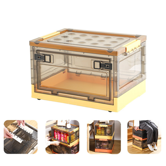 Bxaolu 25L Collapsible Storage Bins with Lids Plastic Storage Containers for Organizing Stackable Storage Box Large Heavy Duty Utility Crates, 1 Pack