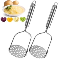 Bxaolu 2PCS Mashed Potato Masher - Stainless Steel Potato Smasher, Masher Integrated Kitchen Tools & Utensils for Avocado, Bean, Salad, Vegetables, Fruit, Food, 10.25Inch