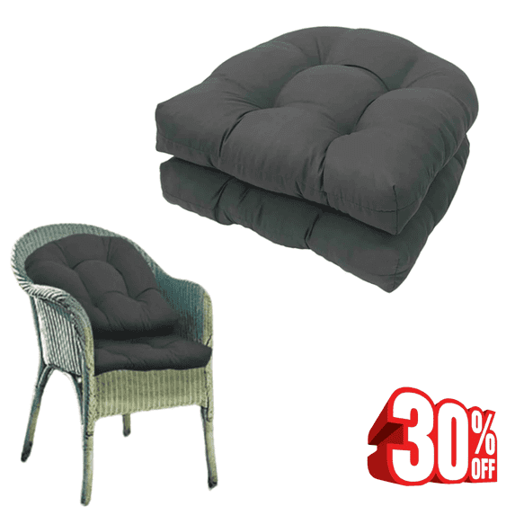 Bxaolu 2PCS Tufted Seat Cushion, 19''x19'' Outdoor Indoor U-Shape Cushions for Chair Seat, Rocking Chair Cushion Pad Sets for Patio Garden Home Office Furniture (Dark Gray)