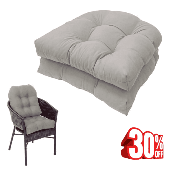 Bxaolu 2PCS Tufted Seat Cushion, 19''x19'' Outdoor Indoor U-Shape Cushions for Chair Seat, Rocking Chair Cushion Pad Sets for Patio Garden Home Office Furniture (Gray)