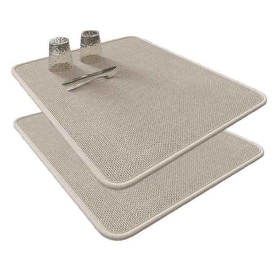 Bxaolu 2Pack Large Dish Drying Mat for Kitchen Counter, 11.8 x 15.75 Inch Microfiber Absorbent Dish Drying Pad, Dishes Drainer Mats for Countertops,Sinks,Draining Racks(Beige)