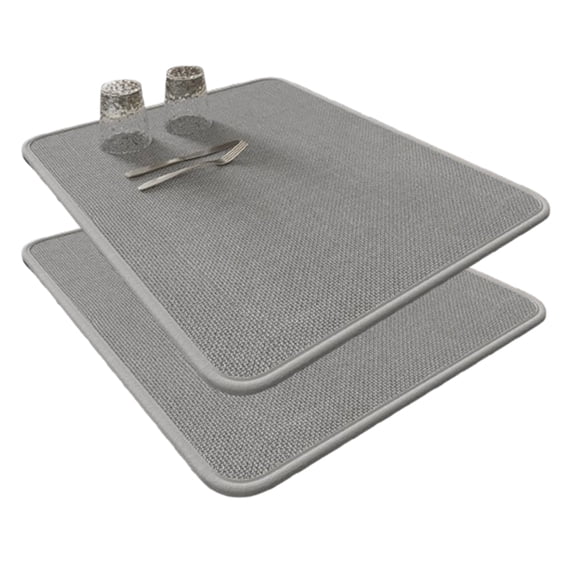 Bxaolu 2Pack Large Dish Drying Mat for Kitchen Counter, 11.8 x 15.75 Inch Microfiber Absorbent Dish Drying Pad, Dishes Drainer Mats for Countertops,Sinks,Draining Racks(Gray)