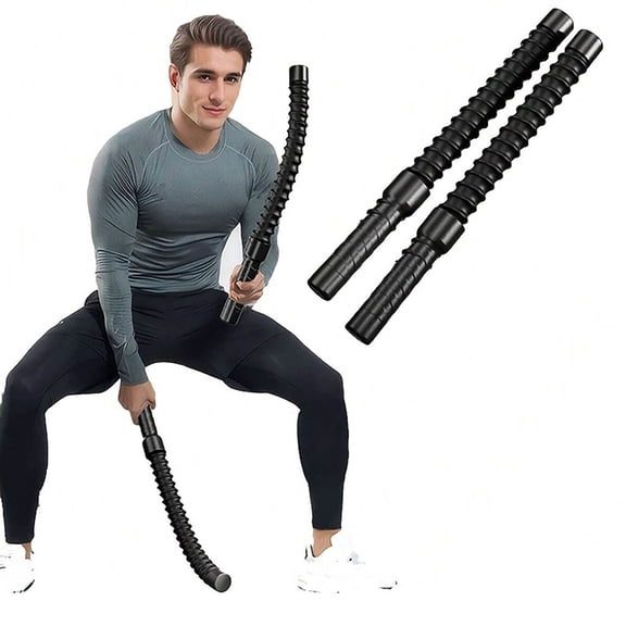 Bxaolu 2Pcs Ropeless Battle Ropes for Men & Women - Portable Home Gym Workout Ropes for HIIT, Cardio Training & Strength Exercises (20" Compact Design, Black)