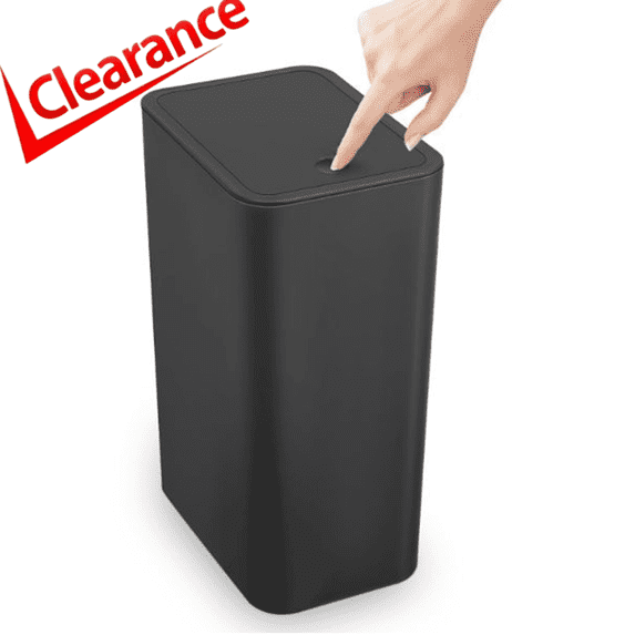 Bxaolu 3.0 Gallon Small Trash Can with Lid, Bathroom Garbage Can with Pop-Up Lid, Waste Basket for Bathroom, Kitchen, Bedroom, Powder Room, Craft Room, Office, College (Black)