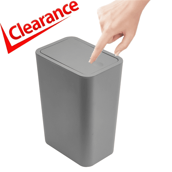 Bxaolu 3.0 Gallon Small Trash Can with Lid, Bathroom Garbage Can with Pop-Up Lid, Waste Basket for Bathroom, Kitchen, Bedroom, Powder Room, Craft Room, Office, College (Gray)
