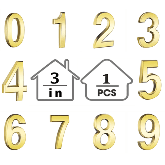 Bxaolu 3 Inch Mailbox Numbers for Outside, 9 Gold Mailbox Numbers Self Adhesive Door Address Numbers Stickers for Mailbox Apartment House Room Office Trash Bins. (0, Gold)