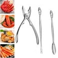 thumbnail image 1 of Bxaolu 3 PCS Lobster Crackers and Picks Set, Stainless Steel Crab Leg Tools, Heavy Duty Shellfish Nut Cracker Set, Seafood Tools for King Crab Legs Shellfish Claw, Silver, 1 of 9