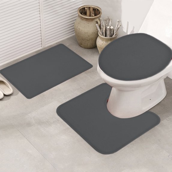 Bxaolu 3 Piece Bathroom Rugs Sets, Non-Slip & Quick Dry Bath Mat, Ultra Soft Bath Rugs for Bathroom, Toilet and Shower Floor, Dark Gray