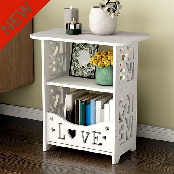 Bxaolu 3-Tier Small Narrow Plastic Side Table with Storage Basket, Skinny Nightstand for Small Space, Thin End Table, Slim Bedside Table for Couch, White