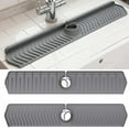 thumbnail image 1 of Bxaolu 30 Inch Longer Faucet Mat for Kitchen Sink with Reusable Multi-Purpose Dish Washing Scrubber, Premium Kitchen Sink Splash Guard, Fast Self-Draining Silicone Mat (Grey, 1Pack), 1 of 7