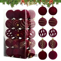 Bxaolu 30 Pcs Christmas Velvet Balls 2.38" Flocked Christmas Hanging Ornaments Velvet Balls Xmas Tree Ornaments Xmas Tree Bulbs for Wedding Anniversary Party (Red)