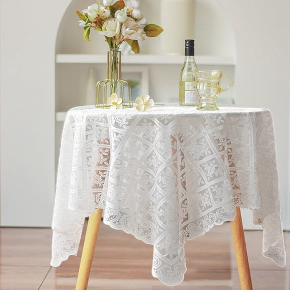 Bxaolu 35.5" Premium White Round Tablecloth for Banquet Party Wedding Event Home Decoration, 1Pack