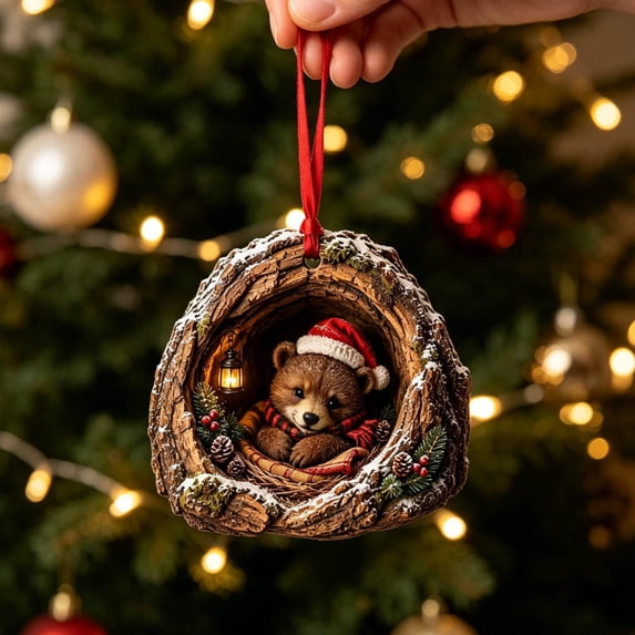 Bxaolu 3D Resin Animal Christmas Ornaments, Cute Funny Ornaments, Gifts for Animal Lovers, Fun Unique Ornaments for Christmas Tree, Holiday Decor, Tree Haning Decoration