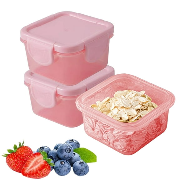 Bxaolu 3Pack Snack Containers, Mini Snack Containers for Mini Fridge, Small Food Storage Containers with Locking&nbsp;Lids, Reusable, 150ML/ 5Oz, Pink